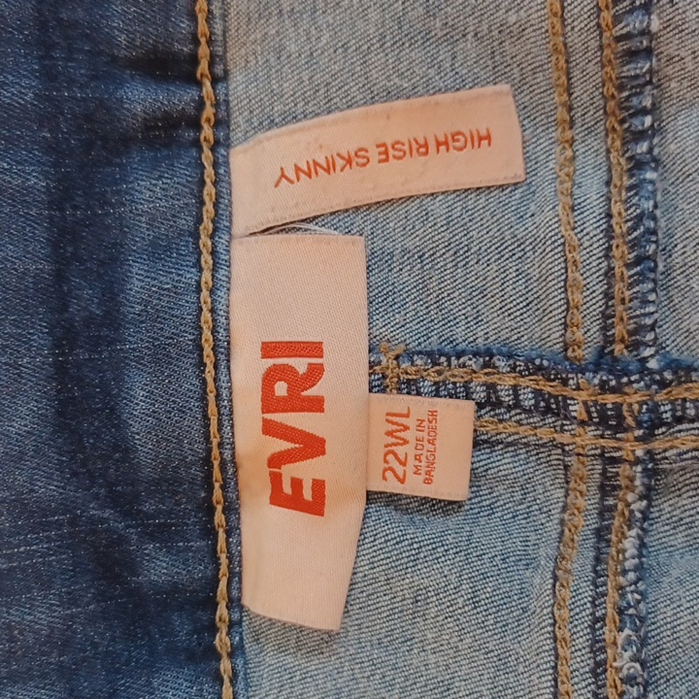 EVRI High Rise Skinny Stretch Jeans 22 Women's Long Dark Wash - Picture 5 of 6